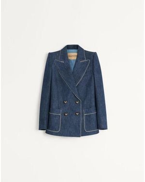 ジャケット Valentino Giacca Sahariana In Denim Giacca Sahariana Valentino In Denim per Uomo in Denim