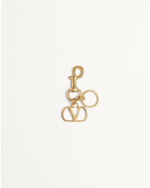 Valentino Garavani Vlogo Signature Metal Bag Charm With Key Ring - White