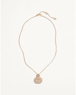 Valentino Garavani Vlogo Signature Metal And Swarovski Crystal Necklace - Natural