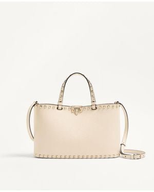Valentino Garavani Rockstud Small Shopping Bag - Natural