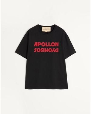 Valentino Cotton T-Shirt With Apollon/Dyonisos Print - Black