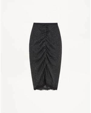 Valentino Lurex Knit Midi Skirt - Black