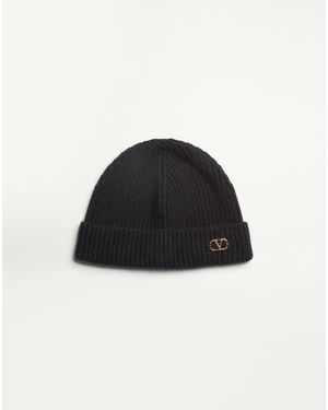 Valentino Garavani Vlogo Signature Knitted Cashmere Beanie - Black