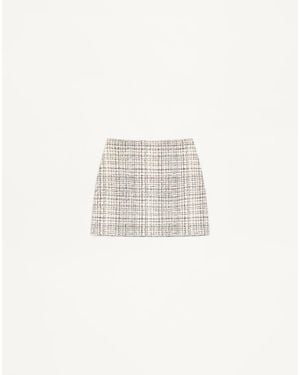 Valentino Square Tweed Mini Skirt - White