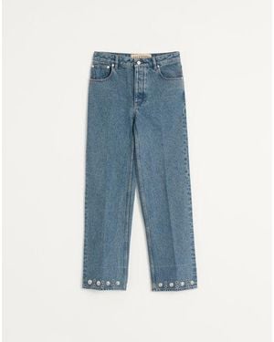 Valentino Denim Pants With Cabochons - Blue