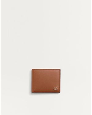 Valentino Garavani Vlogo Signature Grainy Calfskin Wallet - White