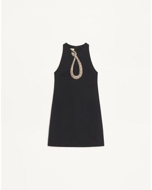 Valentino Embroidered Crepe Couture Short Dress - Black