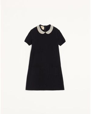 Valentino Embroidered Stretch Viscose Dress - Black