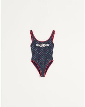 Valentino Lycra Swimsuit With Cherryfic Print - Blue