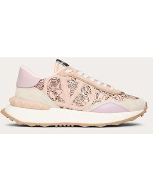 Valentino Garavani Lace And Mesh Lacerunner Trainer - Pink