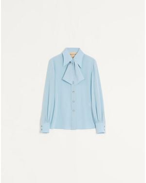 Valentino Crepe De Chine Shirt 44 - Blue