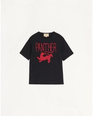 Valentino Printed Cotton T-Shirt - Black