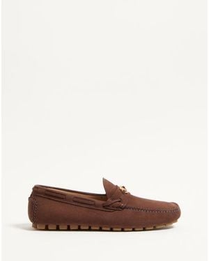 Valentino Garavani Mocasín Driver Fastaway De Gamuza De Venado Hombre - Marrón