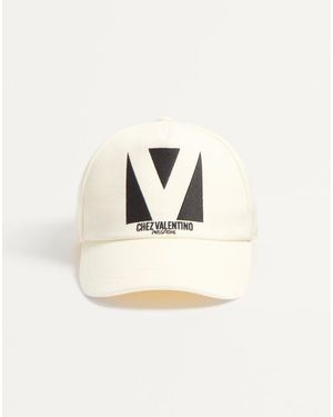 Valentino Garavani Chez Cotton Baseball Cap With Embroidery - Natural