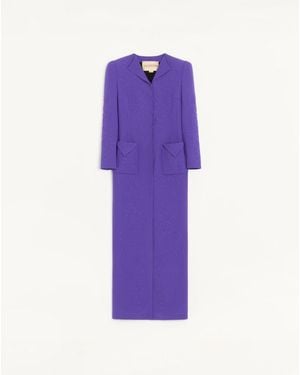 Valentino Embroidered Cady Satin Coat - Purple