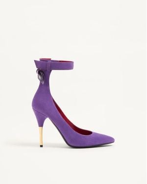 Valentino Garavani Fatale Suede Court Shoes 105Mm - Purple