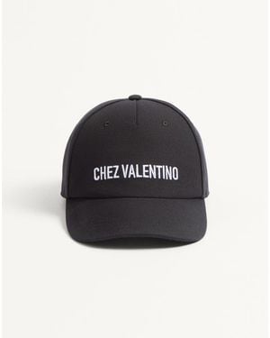 Valentino Garavani Chez Cotton Baseball Cap With Embroidery - Black