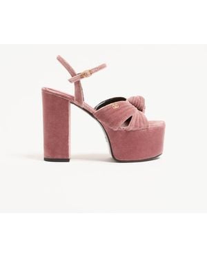 Valentino Garavani Crasher Velvet Platform Sandal 125Mm - Pink