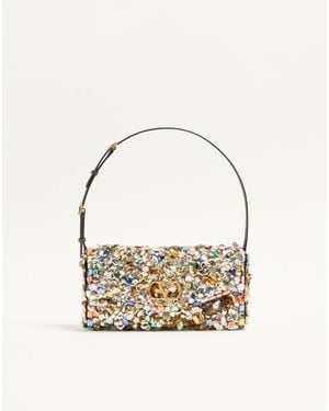 Valentino Garavani Devain Embroidered Small Shoulder Bag - Metallic
