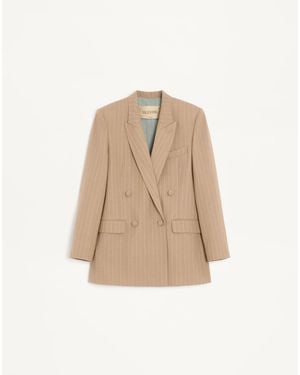 Valentino Faded Pinstripe Jacket - Natural