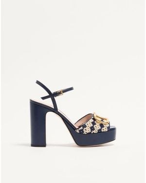 Valentino Garavani Vlogo Signature Platform Sandal - Blue