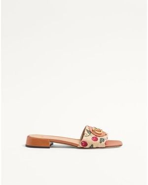 Valentino Garavani Vlogo Signature Cherryfic Slide Sandal 20Mm - Pink