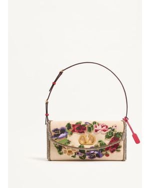 Valentino Garavani Devain Embroidered Small Shoulder Bag - Metallic