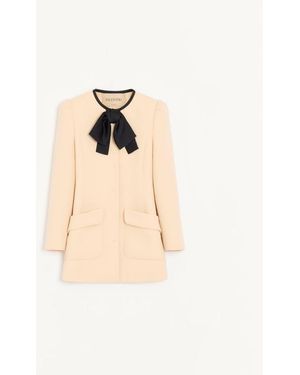 Valentino Wool Crepe Caban - Natural
