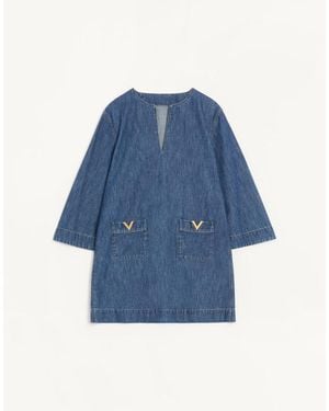 Valentino Denim Chambray Dress 36 - Blue