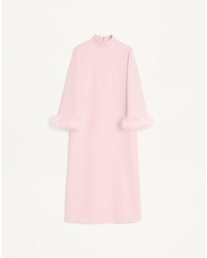 Valentino Crepe Couture Dress With Feathers - Pink