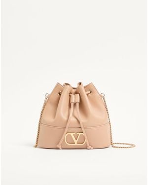 Valentino Garavani Mini Vlogo Signature Bucket Bag - Natural