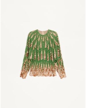 Valentino Embroidered Chiffon Top 40 - Green