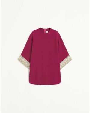 Valentino Embroidered Cady Couture Top - Pink