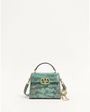 Valentino Garavani Mini Sac À Main Vsling En Tejus Avec Logo Façon Bijou Femme - Vert