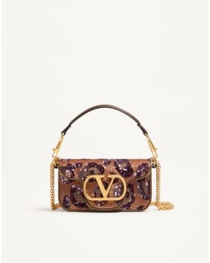 Valentino Garavani Locò Small Embroidered Animalier Shoulder Bag - Pink