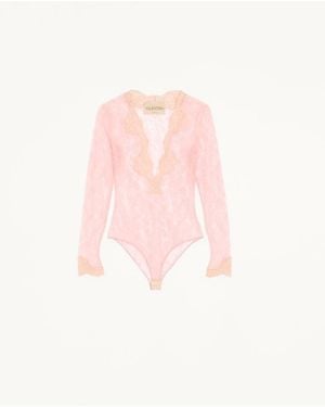 Valentino Stretch Lace Bodysuit - Pink