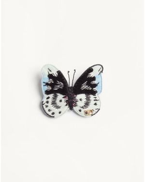 Valentino Garavani Flutterby Velvet Brooch - White