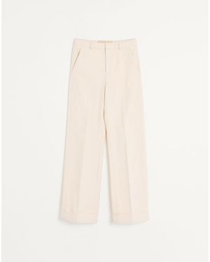 Valentino Cuffed Cotton Canvas Trousers - Natural