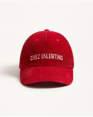 Valentino Garavani Chez Velvet Baseball Cap With Embroidery - Red