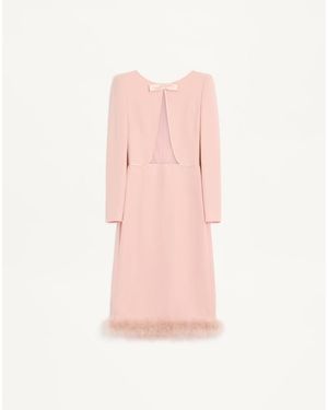Valentino Cady Couture Midi Dress With Feathers 36 - Pink