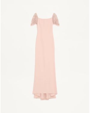 Valentino Embroidered Couture Cady Long Dress - Pink