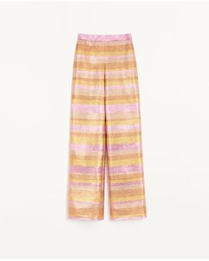 Valentino Lurex Lumiere Nocturne Barré Trousers - Pink
