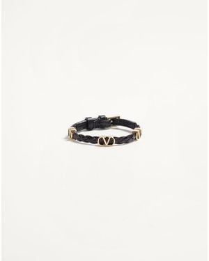 Valentino Garavani Vlogo Signature Braided Calfskin Bracelet - White