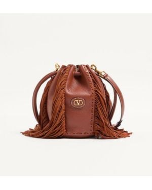 Valentino Garavani Nellcôte Small Leather Bucket Bag - Brown