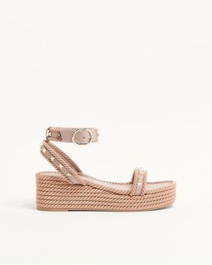 Valentino Garavani Rockstud Flatform Sandal - Natural