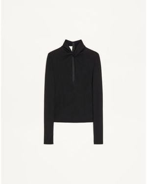 Valentino Crepe Jersey Top - Black
