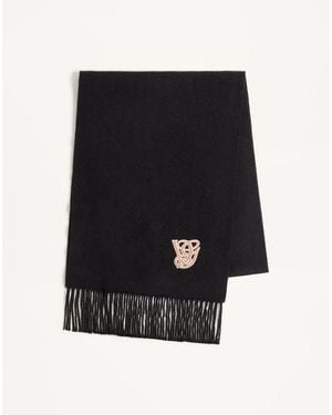 Valentino Garavani Embroidered Wool And Cashmere Scarf - Black