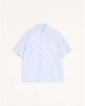 Valentino Cotton Oxford Shirt With Le Chat De La Maison Print - Blue