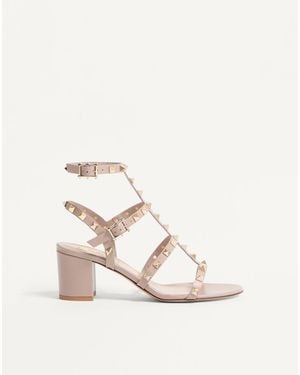 Valentino Garavani Rockstud Calfskin Ankle Strap Sandal 60 Mm 34.5 - Natural