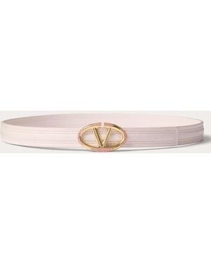 Valentino Garavani The Bold Edition Vlogo Shiny Calfskin Belt 20 Mm - Natural